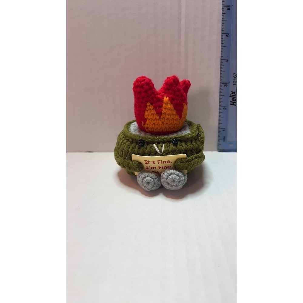 Handmade Crochet Plush with Fire Design